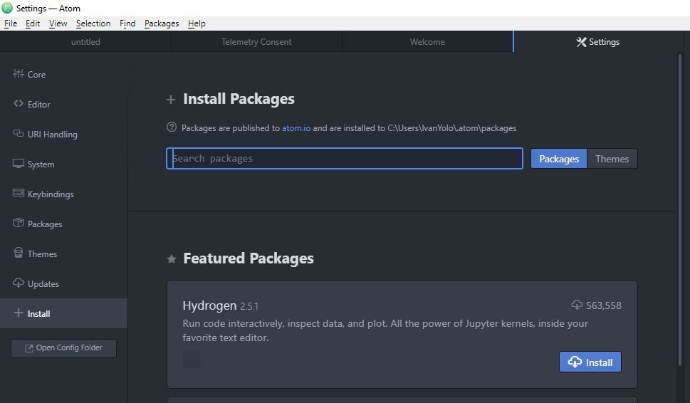Install Atom Package