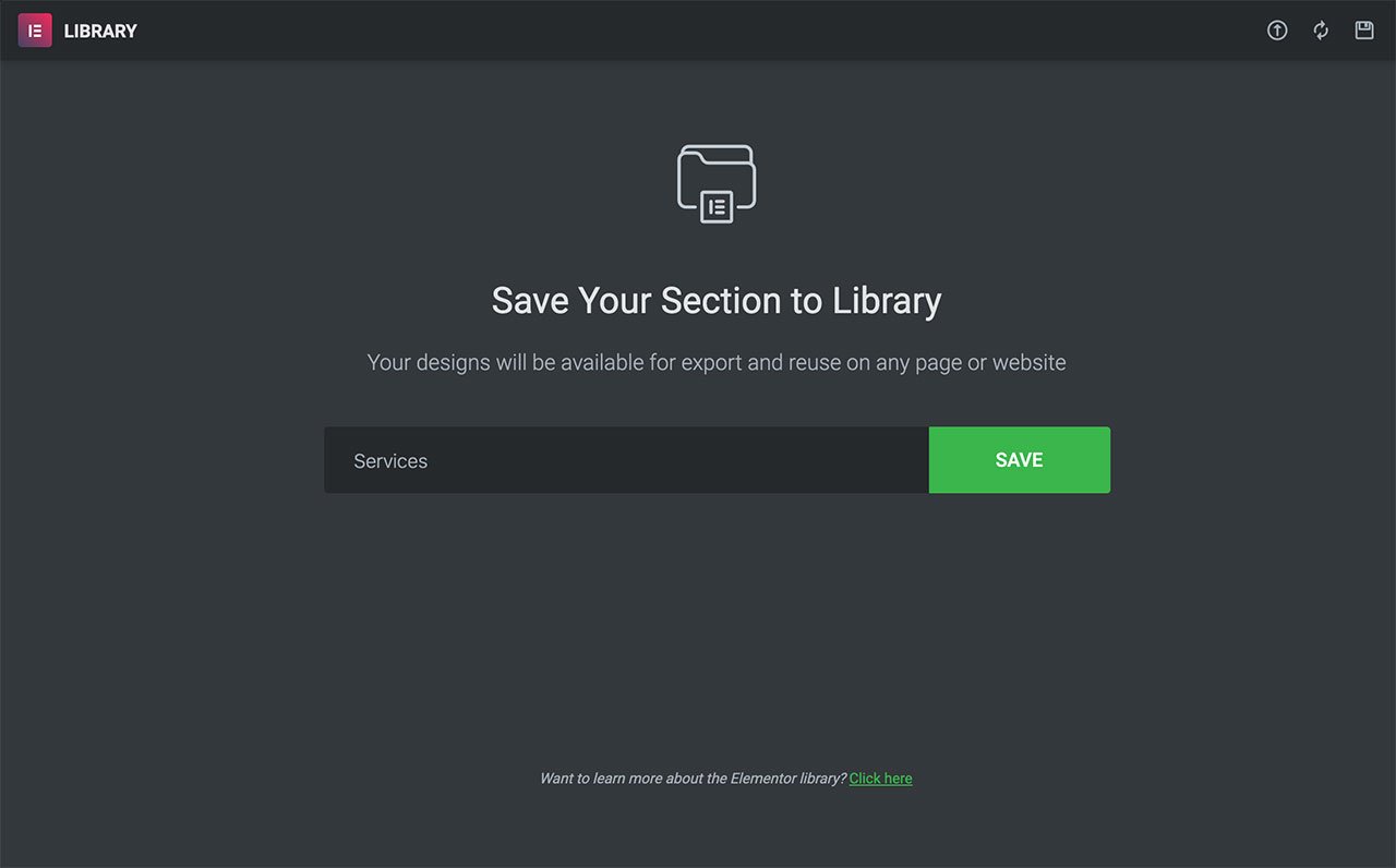 Save Elementor Section As Library
